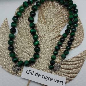 Collier en Oeil de Tigre vert